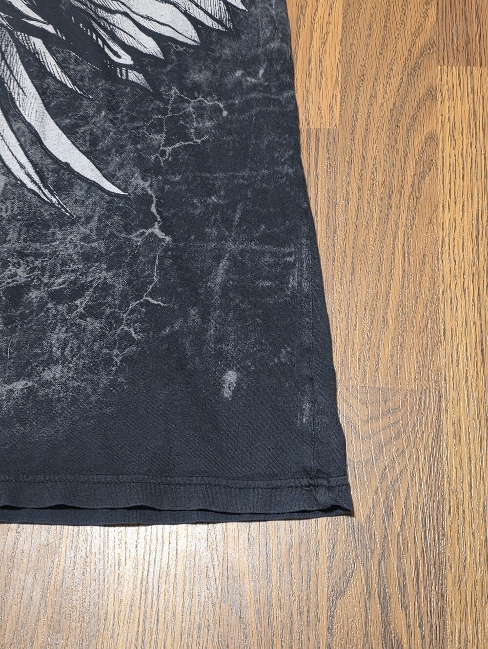 XZAVIER Mens XXL Black Winged Cross Graphic T Shirt Y2K Biker Tattoo Streetwear - Picture 2 of 8